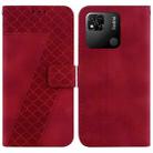 For Xiaomi Redmi 10A 7-shaped Embossed Leather Phone Case(Red) - 1