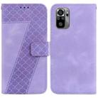 For Xiaomi Redmi Note 10 4G/Note 10S 7-shaped Embossed Leather Phone Case(Purple) - 1