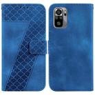 For Xiaomi Redmi Note 10 4G/Note 10S 7-shaped Embossed Leather Phone Case(Blue) - 1