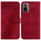 For Xiaomi Redmi Note 10 4G/Note 10S 7-shaped Embossed Leather Phone Case(Red) - 1