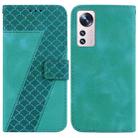 For Xiaomi 12 Lite 7-shaped Embossed Leather Phone Case(Green) - 1