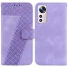 For Xiaomi 12 Lite 7-shaped Embossed Leather Phone Case(Purple) - 1