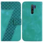 For Xiaomi Redmi 9/9 Prime/Poco M2 7-shaped Embossed Leather Phone Case(Green) - 1