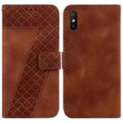 For Xiaomi Redmi 9A 7-shaped Embossed Leather Phone Case(Brown) - 1