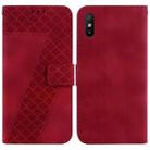 For Xiaomi Redmi 9A 7-shaped Embossed Leather Phone Case(Red) - 1