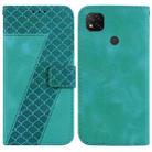 For Xiaomi Redmi 9C 7-shaped Embossed Leather Phone Case(Green) - 1