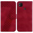 For Xiaomi Redmi 9C 7-shaped Embossed Leather Phone Case(Red) - 1