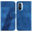 For Xiaomi Redmi K40/K40 Pro/Poco F3/11i/Mi 11X/Mi 11X Pro 7-shaped Embossed Leather Phone Case(Blue) - 1