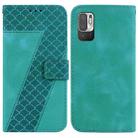 For Xiaomi Redmi Note 10 5G/Poco M3 Pro 7-shaped Embossed Leather Phone Case(Green) - 1