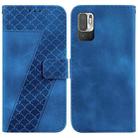 For Xiaomi Redmi Note 10 5G/Poco M3 Pro 7-shaped Embossed Leather Phone Case(Blue) - 1