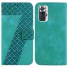 For Xiaomi Redmi Note 10 Pro 7-shaped Embossed Leather Phone Case(Green) - 1
