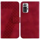 For Xiaomi Redmi Note 10 Lite/Note 10 Pro 7-shaped Embossed Leather Phone Case(Red) - 1