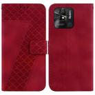 For Xiaomi Redmi 10C 7-shaped Embossed Leather Phone Case(Red) - 1