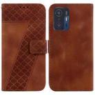 For Xiaomi 11T/11T Pro 7-shaped Embossed Leather Phone Case(Brown) - 1