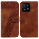 For Xiaomi 13 5G 7-shaped Embossed Leather Phone Case(Brown) - 1