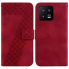 For Xiaomi 13 5G 7-shaped Embossed Leather Phone Case(Red) - 1