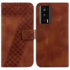 For Xiaomi Poco F5 Pro/Redmi K60/K60 Pro 7-shaped Embossed Leather Phone Case(Brown) - 1