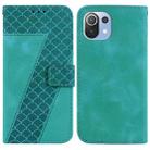 For Xiaomi Mi 11 Lite 4G/5G 7-shaped Embossed Leather Phone Case(Green) - 1