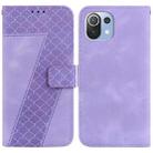 For Xiaomi Mi 11 Lite 4G/5G 7-shaped Embossed Leather Phone Case(Purple) - 1