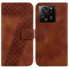 For Xiaomi 13T / 13T Pro / Redmi K60 Ultra 7-shaped Embossed Leather Phone Case(Brown) - 1