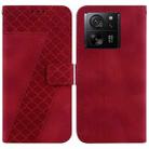 For Xiaomi 13T / 13T Pro / Redmi K60 Ultra 7-shaped Embossed Leather Phone Case(Red) - 1