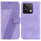 For Xiaomi Redmi Note 13 5G 7-shaped Embossed Leather Phone Case(Purple) - 1