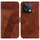 For Xiaomi Redmi Note 13 5G 7-shaped Embossed Leather Phone Case(Brown) - 1