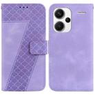 For Xiaomi Redmi Note 13 Pro+ 5G 7-shaped Embossed Leather Phone Case(Purple) - 1