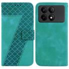 For Xiaomi Redmi K70E / Poco X6 Pro 7-shaped Embossed Leather Phone Case(Green) - 1