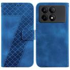 For Xiaomi Redmi K70E / Poco X6 Pro 7-shaped Embossed Leather Phone Case(Blue) - 1