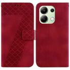 For Xiaomi Redmi Note 13 4G Global 7-shaped Embossed Leather Phone Case(Red) - 1