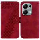 For Xiaomi Redmi Note 13 Pro 4G 7-shaped Embossed Leather Phone Case(Red) - 1