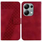 For Xiaomi Poco M6 Pro 4G 7-shaped Embossed Leather Phone Case(Red) - 1