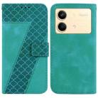 For Xiaomi Redmi Note 13R Pro 7-shaped Embossed Leather Phone Case(Green) - 1