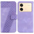 For Xiaomi Redmi Note 13R Pro 7-shaped Embossed Leather Phone Case(Purple) - 1