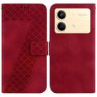 For Xiaomi Redmi Note 13R Pro 7-shaped Embossed Leather Phone Case(Red) - 1