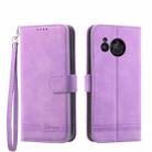 For Sharp Aquos R8 Dierfeng Dream Line Leather Phone Case(Purple) - 1