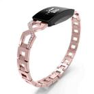 For Fitbit Inspire / Inspire HR Metal Cross Chain A Type  Watch Band(Rose Pink) - 1