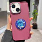 For iPhone 14 Electroplated Lens Ring Dice Phone Case(Wine Red) - 1