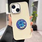 For iPhone 14 Electroplated Lens Ring Dice Phone Case(White) - 1