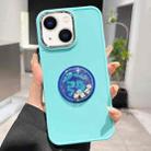 For iPhone 14 Electroplated Lens Ring Dice Phone Case(Mint Green) - 1