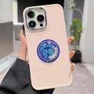 For iPhone 14 Pro Electroplated Lens Ring Dice Phone Case(Pink) - 1