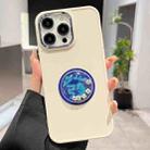 For iPhone 14 Pro Electroplated Lens Ring Dice Phone Case(White) - 1