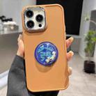 For iPhone 14 Pro Electroplated Lens Ring Dice Phone Case(Brown) - 1