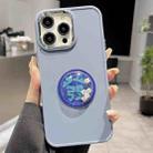 For iPhone 14 Pro Max Electroplated Lens Ring Dice Phone Case(Blue) - 1