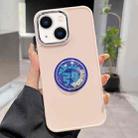 For iPhone 13 Electroplated Lens Ring Dice Phone Case(Pink) - 1