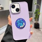 For iPhone 13 Electroplated Lens Ring Dice Phone Case(Purple) - 1