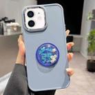 For iPhone 12 Electroplated Lens Ring Dice Phone Case(Blue) - 1