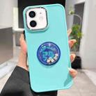 For iPhone 12 Electroplated Lens Ring Dice Phone Case(Mint Green) - 1