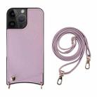 For iPhone 14 Pro Fish Tail Card Slot PU + TPU Phone Case with Long Lanyard(Purple) - 1